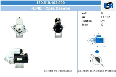 BV PSH СТАРТЕР OPEL 1.1 KW СТАРТЕР