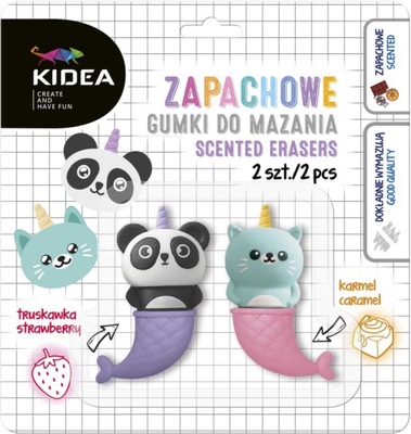 Gumki zapachowe kotek i panda 2 szt. Kidea