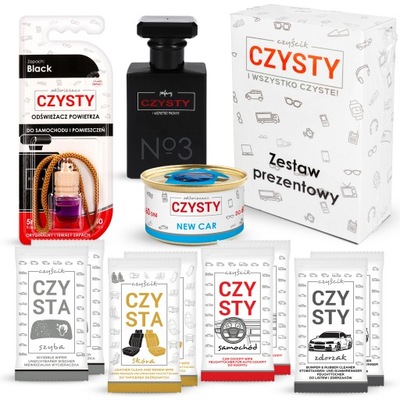 ZESTAW PREZENTOWY DO PIELĘGNACJI KOKPITU AUTA PERFUMY ZAWIESZKA ZAPACHOWA