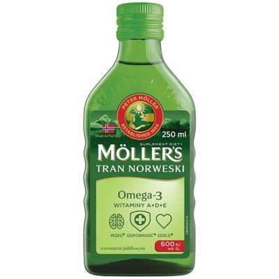 Moller's tran norweski omega 3 jabłkowy 250 ml