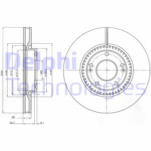 КОМПЛЕКТ. ТОРМОЗНОЙ ДИСК ТОРМОЗНЫХ ПЕРЕД L/P HYUNDAI GRANDEUR, I30, I40, I40 CW, K DELP