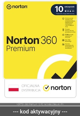 Antywirus NORTON 360 Premium 10 PC na 3 lata z Secure VPN