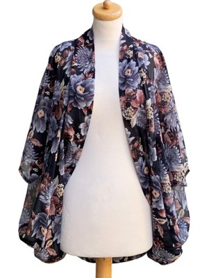 Narzutka Kimono Czarne Kwiaty S M 36 38 Vouley Vous