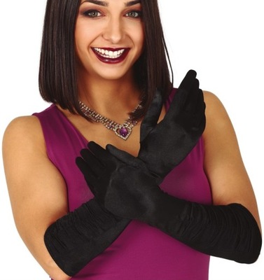 Rękawiczki Czarne Wieczorowe Lata 20 Retro 40cm