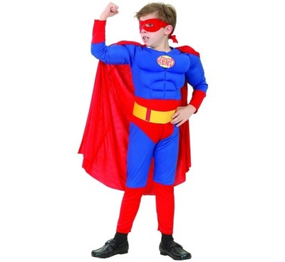 Strój superbohatera super man z muskułami 110/120