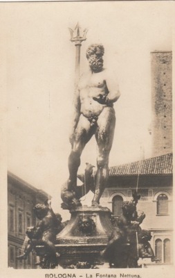 1225.Włochy Bolonia,Widok na Fontannę Neptuna,Przedwojenna Pocztówka