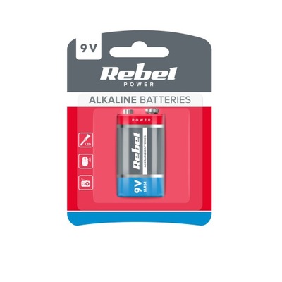 Bateria alkaliczna 9V 6LR61 6F22 R9 1 szt Rebel