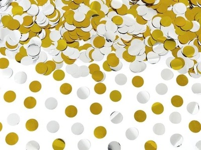 Ditipo Wystrzałowe konfetti złoto-srebrne błyszczące kółka 80 cm