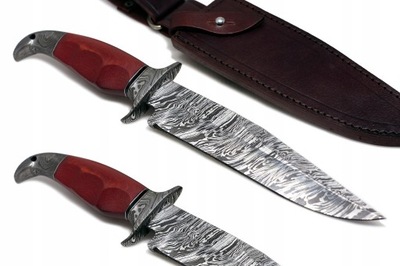 Nóż myśliwski Custom BOWIE ręcznie wykonany stal DAMASCEŃSKA Damast ETUI