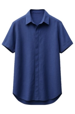 MĘSKA LNIANIA KOSZULA DŁUGA NIEBIESKA LUŹNA KRÓTKI RĘKAW 3XL