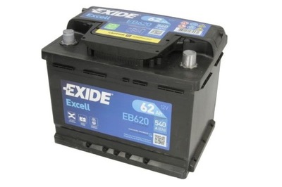 BATERÍA EXIDE 12V 62AH/540A EXCELL P+  