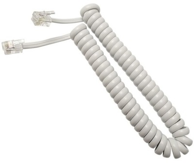 Kabel telefoniczny spiralny RJ10 4P4C 2m biały słuchawkowy