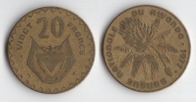 RWANDA 1977 20 FRANCS