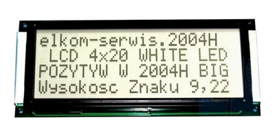 WYSWIETLACZ LCD 4x20 BIG BIAŁY HD44780 ARDUINO 204