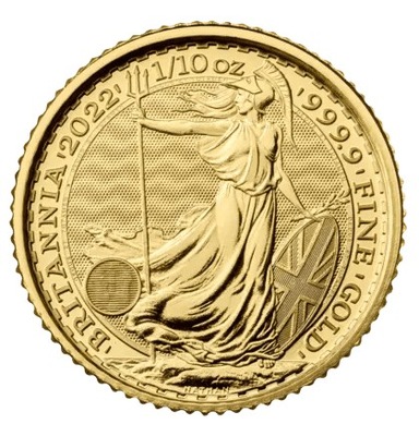 Złota moneta Britannia, 1/10 oz, 2022