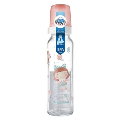 CANPOL BUTELKA SZKLANA WĄSKA 240 ml TOYS 12M