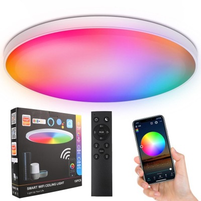 LAMPA PLAFON LED RGB Z WIFI I BLUETOOTH STEROWANIE APLIKACJĄ 24W 2700-6500K