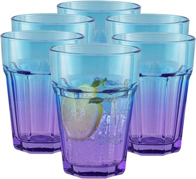 Szklanki do Wody 425 ml Zestaw 6 Kolorowych Szklanek do Wody Napojów Soków