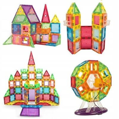 ZABAWKA MAGNETYCZNA EDUKACYJNE KLOCKI MAGNETYCZNE MONTESSORI ZESTAW 130EL