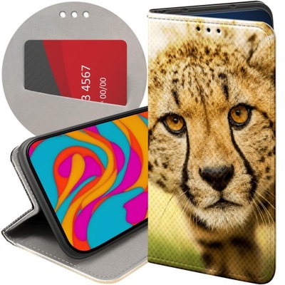 ETUI Z KLAPKĄ DO MOTOROLA MOTO E13 WZORY GEPARD CĘTKI PANTERKA FUTERAŁ CASE