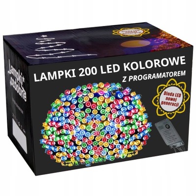 LAMPKI CHOINKOWE 200LED KOLOROWE 200SZT LED