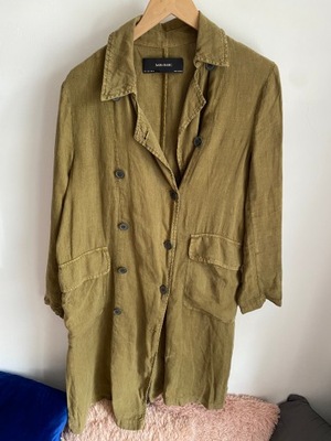 ZARA BASIC S LEN PŁASZCZ DAMSKI KHAKI