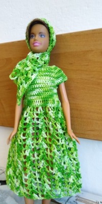 Ubranko dla lalki szydełko barbie sukienka