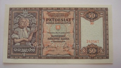 Banknot Słowacja, 50 koron 1940 - WZÓR SPECIMEN