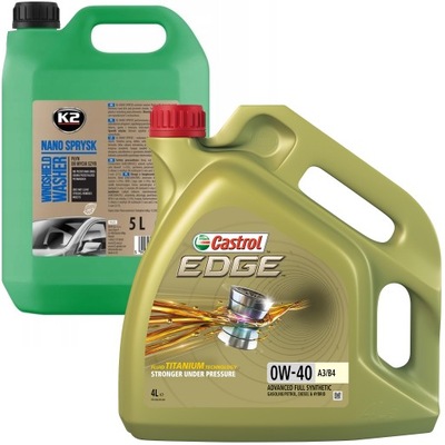 CASTROL EDGE 0W-40 A3/B4 4L + K2 NANO LIMPIAPARABRISAS 5L  