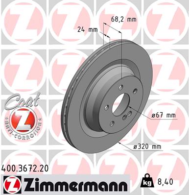 ZIMMERMANN 400.3672.20 ДИСК ТОРМОЗНОЙ