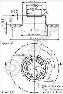 DISCO DE FRENADO MERCEDES W123 76-85 PARTE DELANTERA  