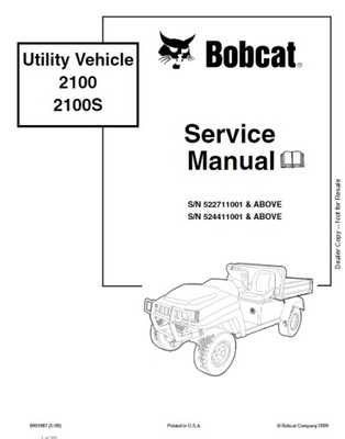 BOBCAT SERVICE REPAIR RANKIN. UTILITY VEHICLE 21002100S 