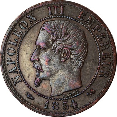 Francja, Napoleon III, 1 Centime, 1854, Rouen, Brą