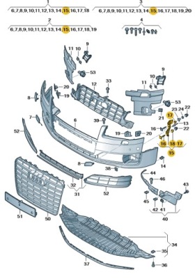 Молдинг кріпильна бампер передній ліва audi a8 d4 polift aso оригінал nowa фото №1
