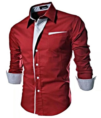 MD bordowa koszula szara wstawka | XL