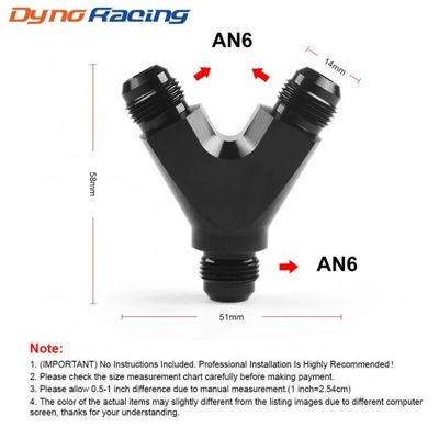3-WAY Y-BLOCK FITTING АДАПТЕР AN6 6-AN MALE TO 2X AN6 6-AN MALE BLA~13701