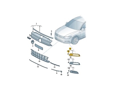 ORYG. GROTELĖS BUFERIO KAIRĖ VW PASSAT B8 