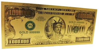Pozłacany Banknot Kolekcjonerski One Milion Dollar