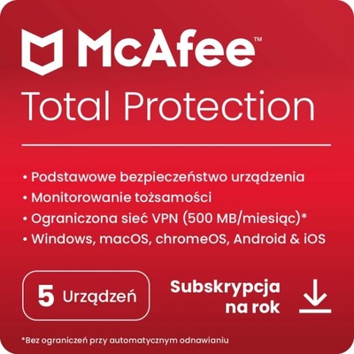McAfee Total Protection 5 st. / 12 miesięcy
