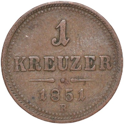 Austria 1 kreuzer krajcar 1851 B