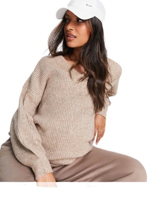 MATERNITY SWETER DAMSKI BRĄZOWY KLASYCZNY 36 1RNH