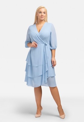 Sukienka szyfonowa kopertowa NARCYZA błękitna 54