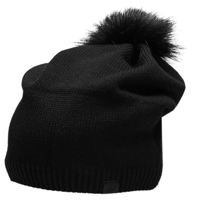 4f czapka damska zimowa beanie z pomponem ciepła