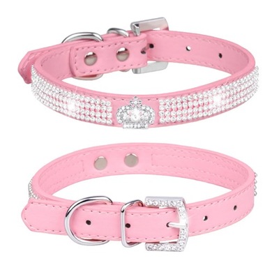 Pet Collar Dog Collar Crystal Studded Pet Collar For Small Medium Dog Pink