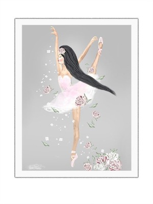 obrazek z ramką baletnica plakat piwonie a4