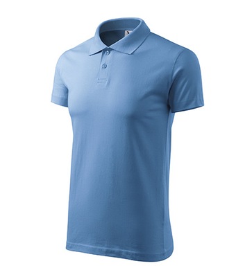 Błękitna bawełniana męska koszulka polo M