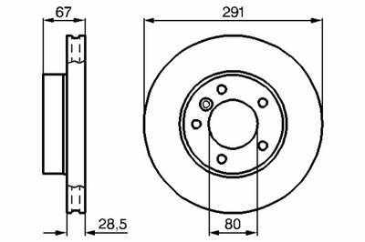 BOSCH DISKAI STABDŽIŲ 2SZT. PRIEK. JAGUAR XJ 2.9-5.3 05.75-07.97 