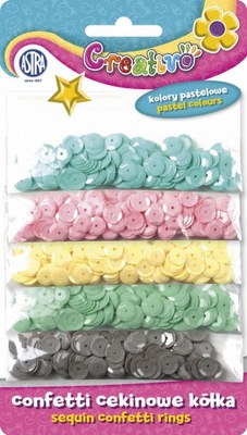 Confetti cekinowe kółka Astra Creativo - mix 5 kolorów pastelowych 1000 szt