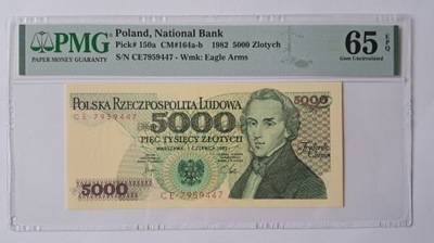 Banknot PRL 5000 zł 1982 rok SERIA: CE - PMG 65