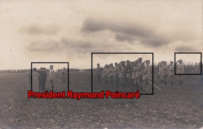 ŻOŁNIERZE ARMIA FRANCUSKA PREZYDENT RAYMOND POINCARE 1915-18 BAGNET FRANCJA